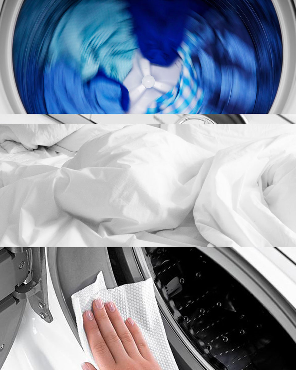 Washing pillows, cleaning washer